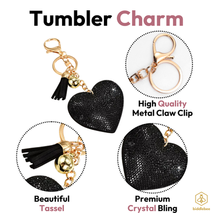 Black Bling Heart Charm