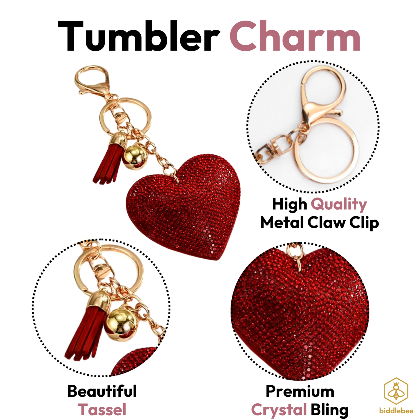 Red Bling Heart Charm