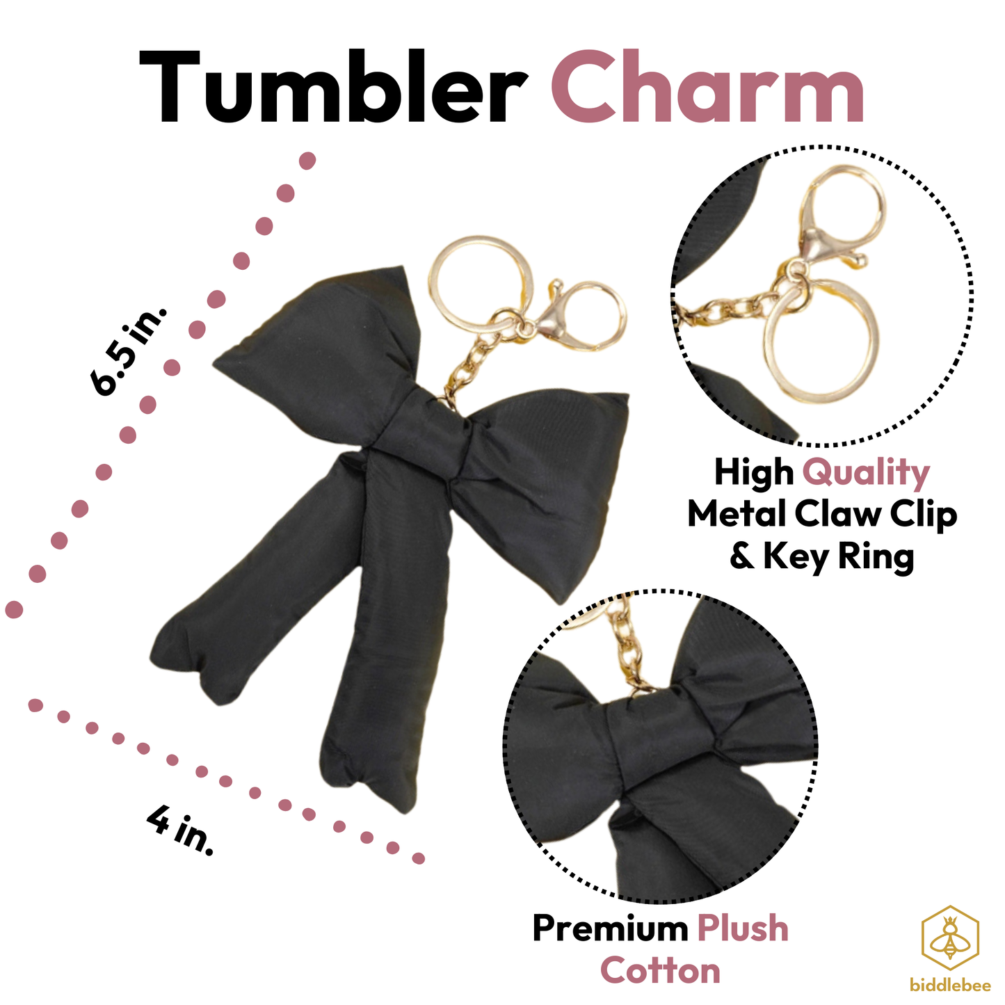 Black Puff Bow Charm