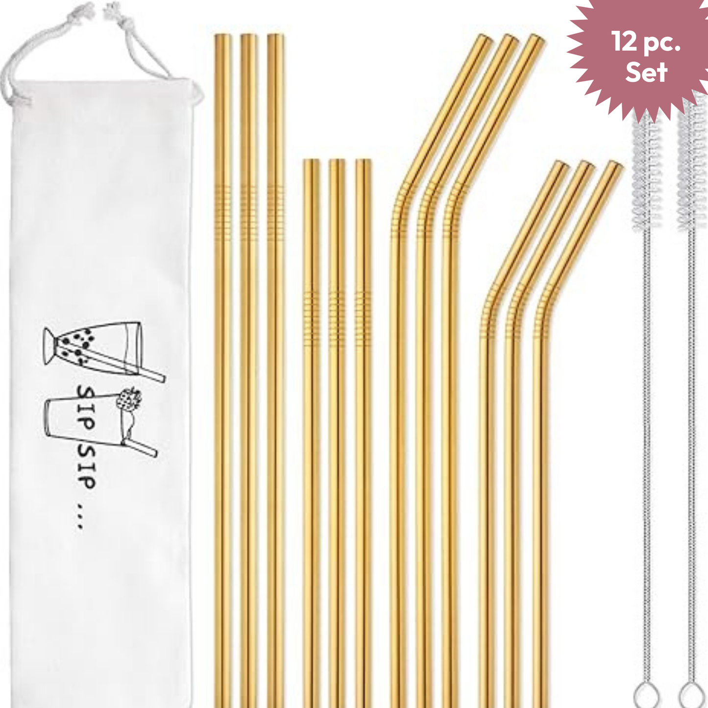 Glam Gold Straw Set