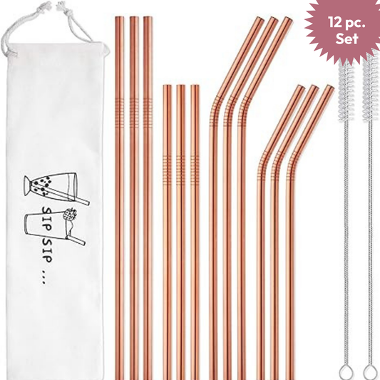 Rose Gold Straw Set