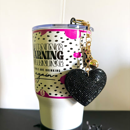 Black Bling Heart Charm